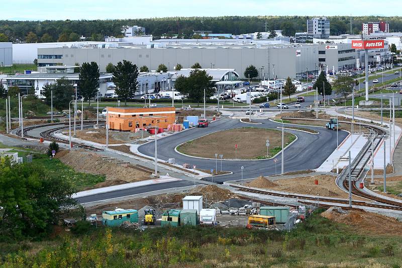 Stavba tramvajové trati na Borská pole