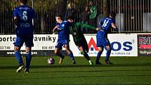 12. kolo FORTUNA divize A: FC Rokycany (na snímku fotbalisté v zelenočerných dresech) - SK Otava Katovice 1:1.