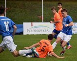 12. kolo FORTUNA divize A: Jiskra Domažlice B (na snímku fotbalisté v modrých dresech) - FK Hořovice 3:1.