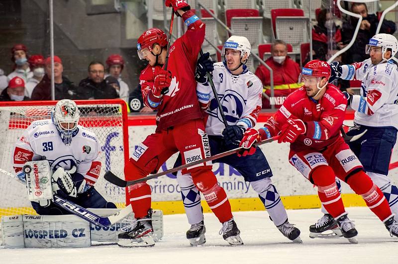 Z utkání 47. kola hokejové Tipsport extraligy HC Oceláři Třinec - Škoda Plzeň 0:1.