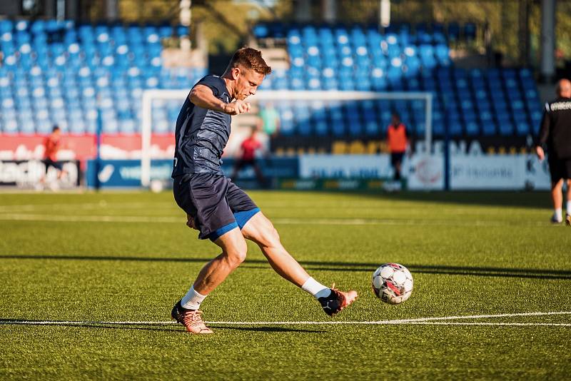 Z předzápasového tréninku fotbalistů Viktorie Plzeň v Helsinkách.