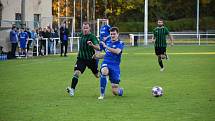 12. kolo FORTUNA divize A: FC Rokycany (na snímku fotbalisté v zelenočerných dresech) - SK Otava Katovice 1:1.