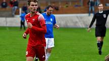 9. kolo krajského přeboru: SK Petřín Plzeň B - SK Rapid Plzeň (na snímku fotbalisté v modrých dresech) 1:3 (0:0).