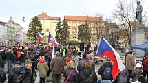 Demonstrace proti imigrační politice české vlády a nařízení z Evropské unie na náměstí T. G. Masaryka v Plzni