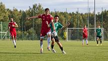 6. kolo FORTUNA divize A: SK Horní Bříza (na snímku fotbalisté v zelených dresech) - SK Petřín Plzeň 1:3.