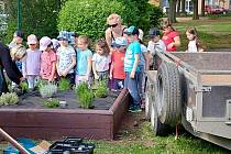 Děti se budou u školky učit pěstovat bylinky.