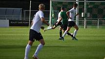 7. kolo FORTUNA divize A: FC Rokycany (na snímku fotbalisté v zelených dresech) - FK VIAGEM Příbram 3:1.