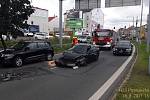Hromadná nehoda v Přemyslově ulici v Plzni.