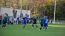 12. kolo FORTUNA divize A: FC Rokycany (na snímku fotbalisté v zelenočerných dresech) - SK Otava Katovice 1:1.