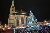 Rozsvícení vánočního stromu v Plzni.