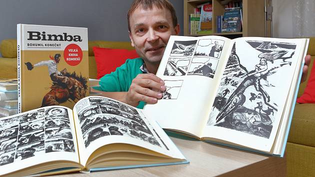 Velkou knihu komiksů Bohumila Bimby Konečného představuje propagátor jeho díla a spolutvůrce knihy Jan Hosnedl.