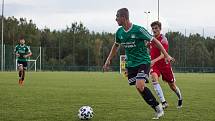 6. kolo FORTUNA divize A: SK Horní Bříza (na snímku fotbalisté v zelených dresech) - SK Petřín Plzeň 1:3.