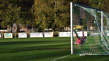 12. kolo FORTUNA divize A: FC Rokycany (na snímku fotbalisté v zelenočerných dresech) - SK Otava Katovice 1:1.