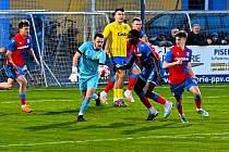 FORTUNA ČFL, skupina A, 18. kolo: FC Písek - FC Viktoria Plzeň B (na snímku fotbalisté v červenomodrých dresech) 2:1 (2:0).