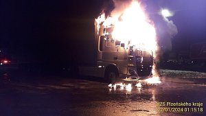 Požár kamionu u Nýřan.