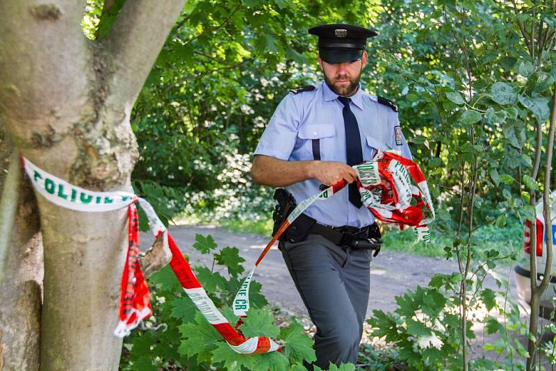 Policejní vyšetřovatelé na místě vraždy v Plzni na Roudné