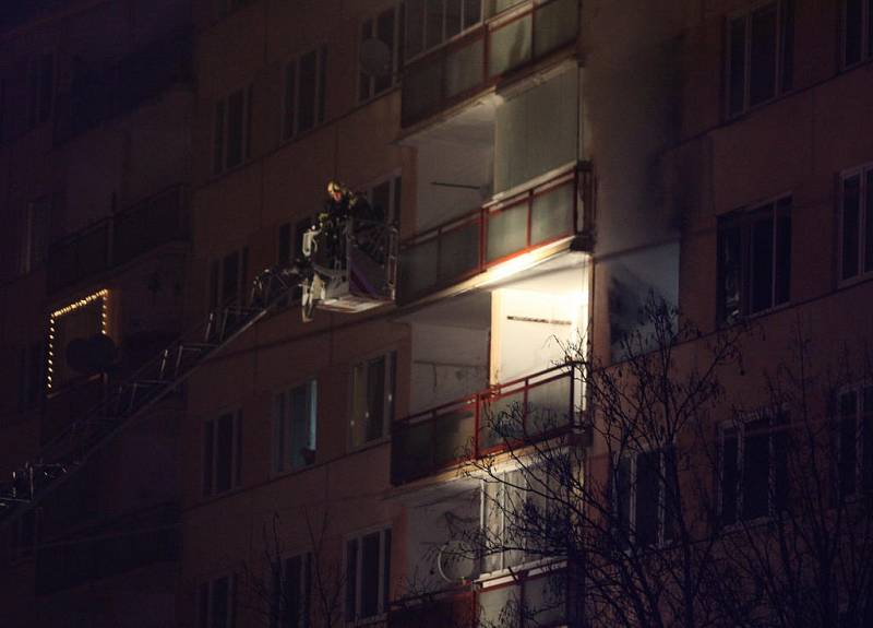 Požár bytu v Plzni-Skvrňanech