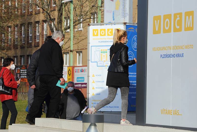 Očkovací centrum v Plzni na Skvrňanech.