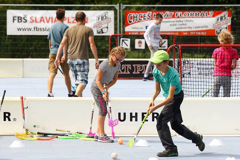 Letní festival sportu Sportmánie Plzeň 2019 - v areálu za OC Plaza si mohou malí i velcí vyzkoušet zdarma nejrůznější druhy sportovních aktivit.