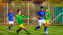 15. kolo krajského přeboru: TJ Sokol Plzeň-Černice vs. TJ START Tlumačov (na snímku fotbalisté v modrých dresech) 4:4 (2:1).