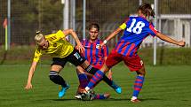 5. kolo 1. ligy žen: FC Viktoria Plzeň (na snímku fotbalistky v červenomodrých dresech) - AC Sparta Praha 1:3 (0:1).