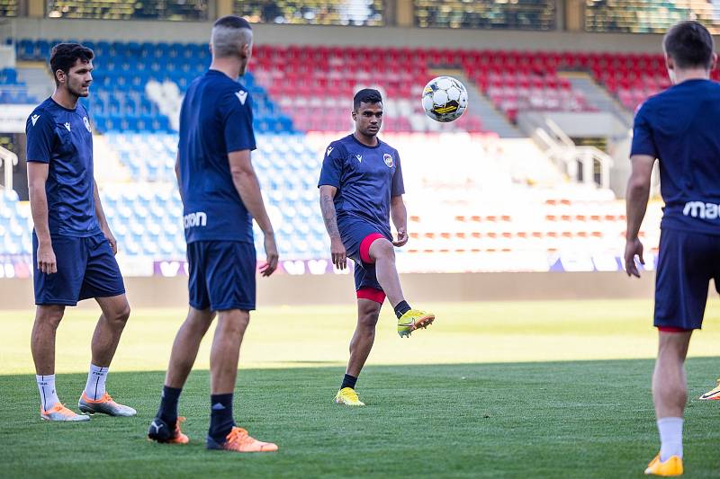 Fotbalisté Viktorie Plzeň na tréninku před odvetou 3. předkola Ligy mistrů s moldavským Šeriffem Tiraspol. Z prvního utkání si přivezli nadějnou výhru 2:1