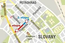 Celoplošná oprava Plzenecké ulice v Plzni na Slovanech v úseku mezi Koterovskou a Slovanskou začne hned po Velikonocích v úterý 11. dubna a bude rozdělena do dvou etap.