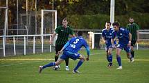 12. kolo FORTUNA divize A: FC Rokycany (na snímku fotbalisté v zelenočerných dresech) - SK Otava Katovice 1:1.