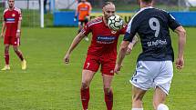 8. kolo FORTUNA divize A: SK Klatovy 1898 (na snímku fotbalisté v červených dresech) - SK Petřín Plzeň 0:1 (0:0).