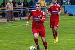 8. kolo FORTUNA divize A: SK Klatovy 1898 (na snímku fotbalisté v červených dresech) - SK Petřín Plzeň 0:1 (0:0).