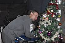 Bezdomovec František si vánoční svátky užívá i v děravé boudě v Plzni, ozdobil si hned tři stromečky.
