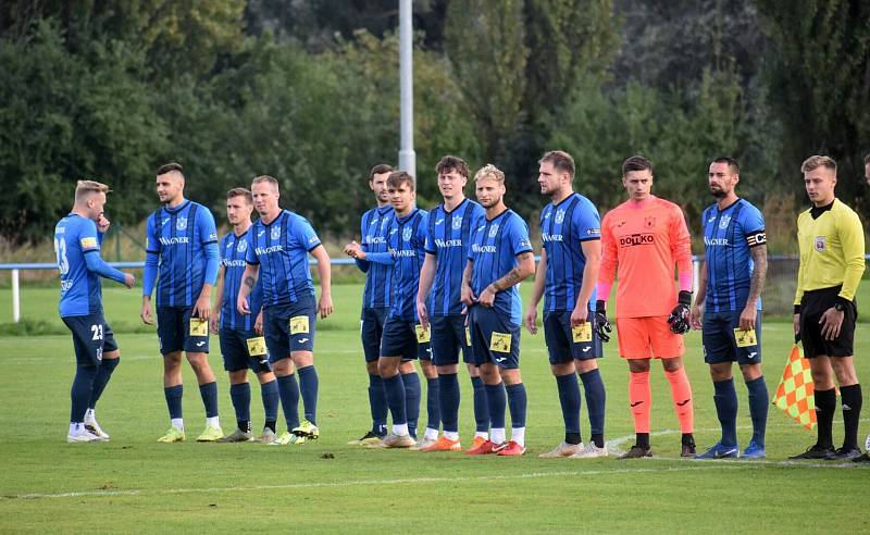 7. kolo FORTUNA ČFL, skupina A: Bohemians Praha 1905 B - TJ Jiskra Domažlice (modří) 5:0.