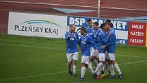7. kolo FORTUNA divize A: TJ Jiskra Domažlice B (na snímku fotbalisté v modrých dresech) - SK Tochovice 3:0 (2:0).