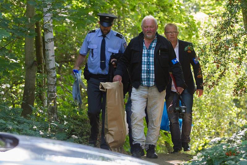 Policejní vyšetřovatelé na místě vraždy v Plzni na Roudné