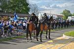 Fanoušci klubu Sigma Olomouc prošli z nádraží k Doosan areně bez  problému. Cestou je doprovázela policie