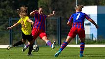 5. kolo 1. ligy žen: FC Viktoria Plzeň (na snímku fotbalistky v červenomodrých dresech) - AC Sparta Praha 1:3 (0:1).