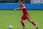 8. kolo FORTUNA divize A: SK Klatovy 1898 (na snímku fotbalisté v červených dresech) - SK Petřín Plzeň 0:1 (0:0).