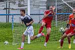 8. kolo FORTUNA divize A: SK Klatovy 1898 (na snímku fotbalisté v červených dresech) - SK Petřín Plzeň 0:1 (0:0).