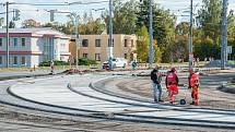 Rekonstrukce tramvajového kolejiště linky č. 1 v Plaské ulici v Plzni.