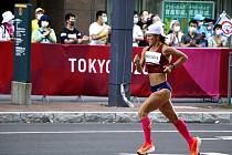 Tereza Hrochová na olympiádě v Tokiu 2021. Maraton se běžel v Sapporu.
