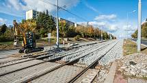 Rekonstrukce tramvajového kolejiště linky č. 1 v Plaské ulici v Plzni.