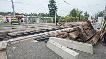 Rekonstrukce tramvajového kolejiště linky č. 1 v Plaské ulici v Plzni.