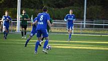 12. kolo FORTUNA divize A: FC Rokycany (na snímku fotbalisté v zelenočerných dresech) - SK Otava Katovice 1:1.