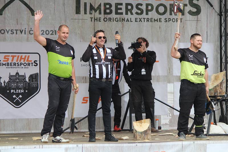 Mistrovství ČR dřevorubecké soutěže Stihl Timbersports v Plzni 2021.