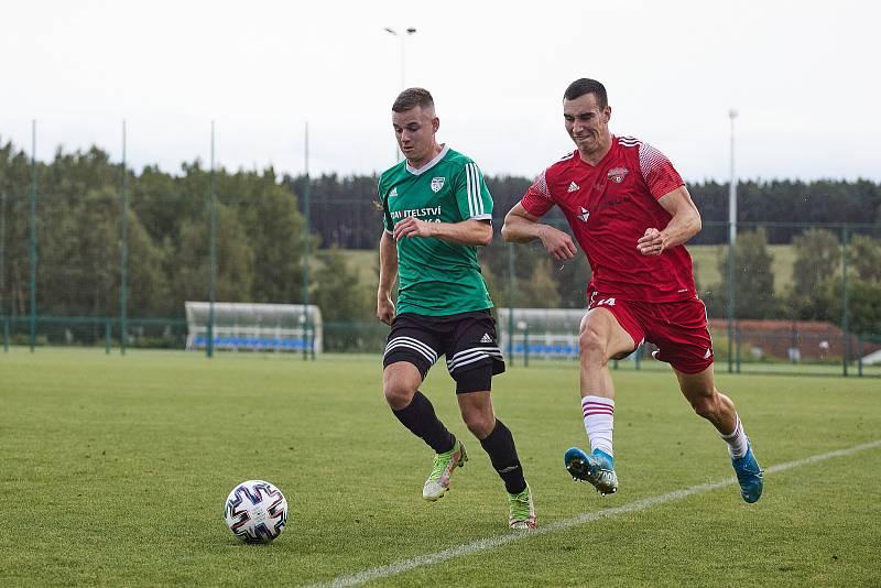 6. kolo FORTUNA divize A: SK Horní Bříza (na snímku fotbalisté v zelených dresech) - SK Petřín Plzeň 1:3.