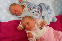 Dvojčata Martin a Julie Ř. se narodila 9. dubna 2022 v Domažlické nemocnici s mírami 2200 g, 45 cm a 1950 g, 45 cm.