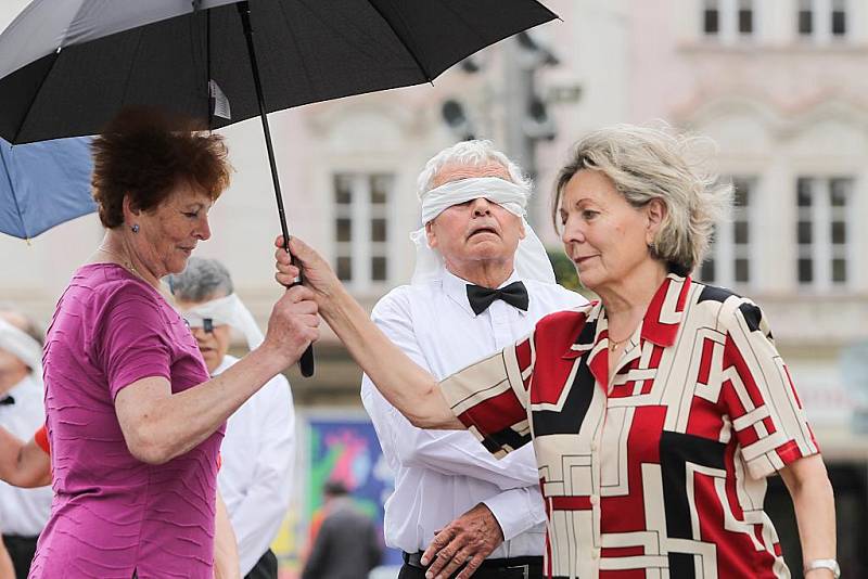 Nácvik vystoupení sokolů na náměstí Republiky