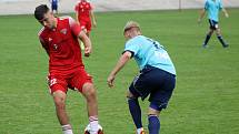 7. kolo FORTUNA divize A: SK Petřín Plzeň (červení) - SK Otava Katovice (modří) 7:0.