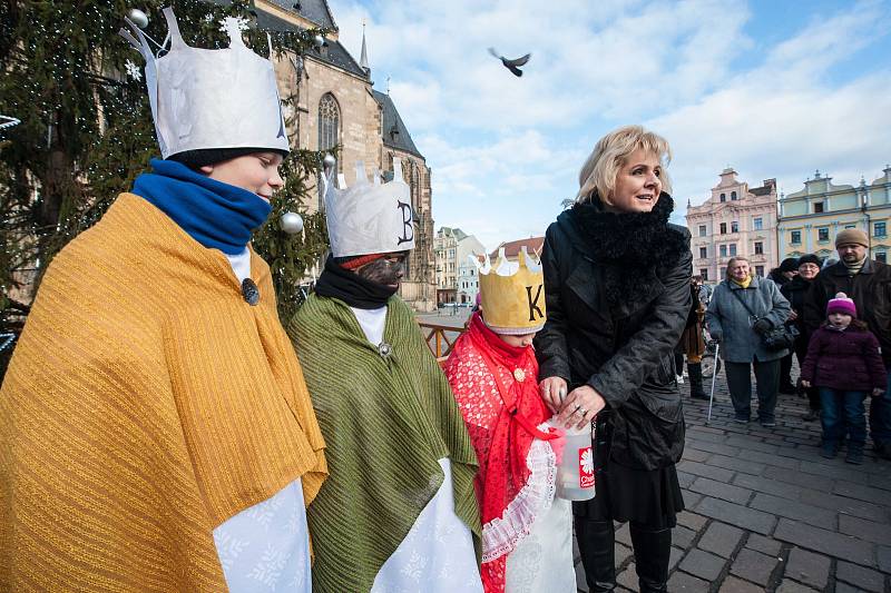 Tříkrálový pochod na náměstí Republiky v Plzni