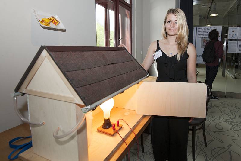 Veronika Gabrielová vytvořila model domu z reálných stavebních materiálu, na kterém lze zaznamenat úniky tepla pomocí termokamery.